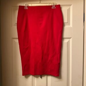 Eva Longoria for The Limited Red Pencil Skirt, Back Exposed Zipper, Size L, NWT
